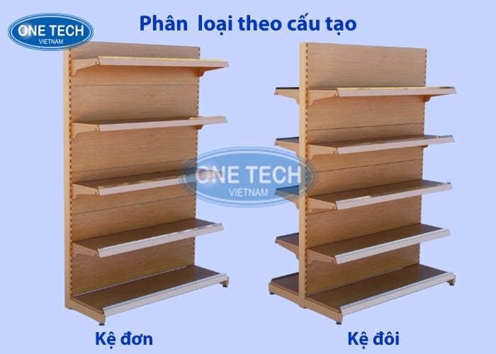 Phân loại kệ siêu thị vân gỗ theo cấu tạo